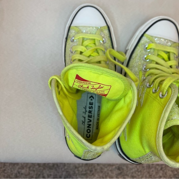 Converse Glitter Flame High Tops. Neon Yellow. Rare Mismatched Pair - Picture 11 of 11